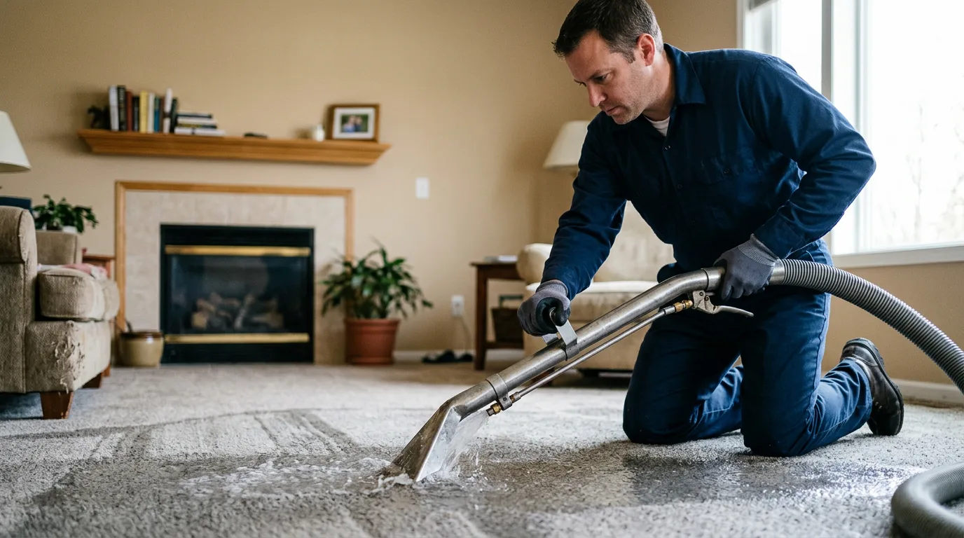 Water damage restoration technician working near Mesick, MI